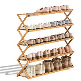 Kwude 742221929196 2 To 5 Tier Shoe Rack Multi Foldable Bamboo Organizer Multifu