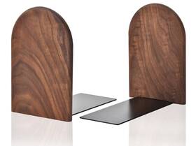 Bkend00 Lauvee Book Ends Sturdy Wooden Bookends For Shelves - Medium Black Walnut