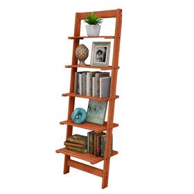 Lavish Home B07yt2smqq 5-tier Ladder Shelf - 50-inch Narrow Leaning Bookshelf Wooden Bookcase For