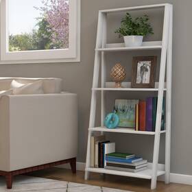 Lavish Home B083b1rl7c 4-tier Ladder Bookshelf - Freestanding Shelved Bookcase X-back Frame And