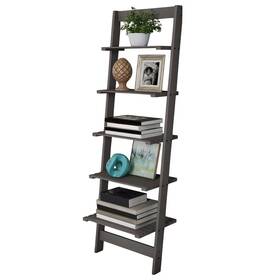 Lavish Home B09316n88c 5-tier Ladder Shelf - 50-inch Narrow Leaning Bookshelf Wooden Bookcase For