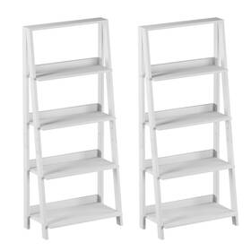 Lavish Home B09wcb77kd 4-tier Ladder Bookshelf Set - Of 2 Standing Wooden Living Room