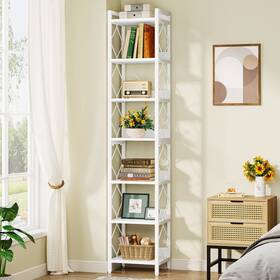 Lee 036659076097 78.7 Inch Extra Tall Narrow Bookshelf 7 Tier Corner