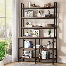 Lee 648722089448 Bookshelf Bookcase Storage Rack Standing Shelf Brown Modern And Contempo