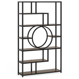 Lee 648722133899 72ftft Bookcase Bookshelf 7-tier Tall Etagere Bookcases Book Brown Traditional V