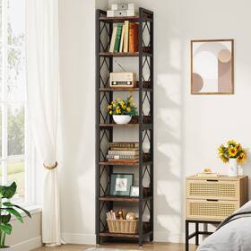 Lee 648722184952 78.7 Inch Extra Tall Narrow Bookshelf 7 Tier Corner