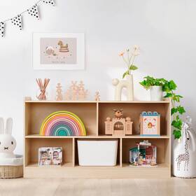 Leeshyah B0dtgfj66l 5-section Wooden Toy Shelf For Kids Montessori Storage Open