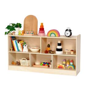 Leeshyah B0fmwv8jll Wooden Toy Shelf For Kids Montessori Book Organizer Open Shelving