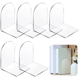 Leinuosen Leinuosen-aaxmww3ux823 6 Pcs Acrylic Clear Book Ends With Silicone Pad Non Skid