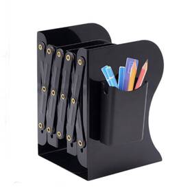 Lerao 93190 Book Ends For Shelves Metal Bookends Scalable With Pen Black