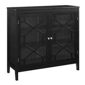 Linon 753793035611 Ava Black Large Cabinet Transitional Modern And Contemporary