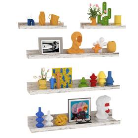 Ga2403071 Lyeasw Distressed White 24 Inch Floating Shelves For Wall Set Of 5 Mounted She