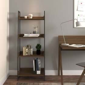 339842 Mainstays Mixed Material 4-shelf Bookcase Walnut