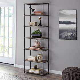 Mainstays 580110542763 6-shelf Metal Frame Bookcase Rustic Brown
