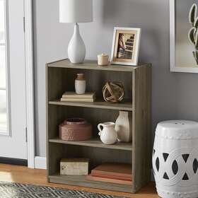 Mainstays 886755449895 3-shelf Bookcase With Adjustable Shelves Rustic Oak