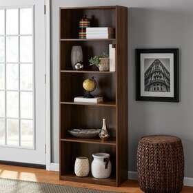 Ms19-d1-1009-24 Mainstays 5-shelf Bookcase With Adjustable Shelves Canyon Walnut