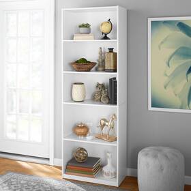 Ms5336278612006 Mainstays 5-shelf Bookcase With Adjustable Shelves White Easy To Assemble