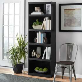 Ms61002021002to Mainstays Framed 5-shelf Bookcase True Black Oak