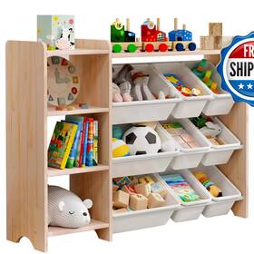 Mallbest B0cgldbwm3 4-tier Kids Toy Storage Organizer Shelf - 100 Solid Woodchildrens