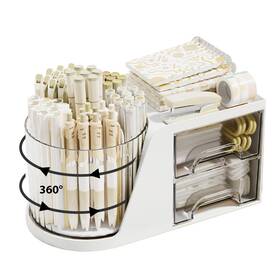Marte Vanci Mva-us3094-01 360 Rotating Desk Organizer With 2 Drawer Desktop Pe