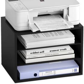 Ks101b Marty Printer Stand With Storage 4-tier Paper Organizer Wood Letter Tray File