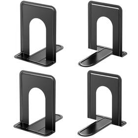 Maxgear-t-6 Maxgear Premium Matte Black Book Ends Heavy Duty Metal Non-skid 2 Pairs/4 Pieces