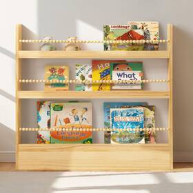 Maxpeuvon B0dfyp8v8q 31.5 Inch Kids Bookshelf Natural Wood Kid Book Shelf Wall Mount