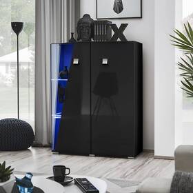 Meble Furniture 738607374728 Edge Wsn Modern 35 Inch Curio Cabinet Black And Contemporary
