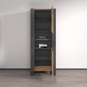 Meble Furniture 840227613757 Woody 25-inch Bookcase Oak/gray Modern And Contemporary Mid-century
