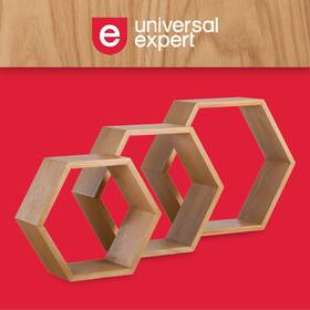 Millwork Holdings . Co Inc 887909074291 Universal Expert Abacus Hexagon Floating Shelves Set Of 3 Oak Modern And Contemp