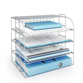 Ms2019 Mindspace 4-tier Chrome Steel Mesh Desk Organizer Letter Tray Document Sort