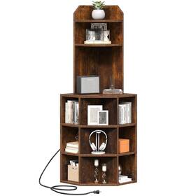 Moasis 197839202771 Industrial Corner Display Bookshelf Bookcase With Usb