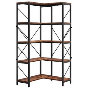 Moasis 197839948419 65.9-inch Corner Bookshelf 5-tier Industrial Display