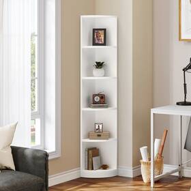 Moasis 840327971689 Herrell Wood 5-tier 70.8 Inch Tall Corner Bookshelf Bookcase