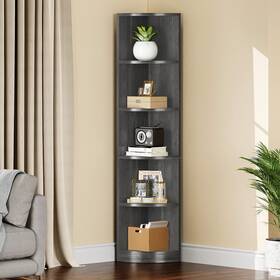 Moasis 840327972037 Herrell Wood 5-tier 70.8 Inch Tall Corner Bookshelf Bookcase