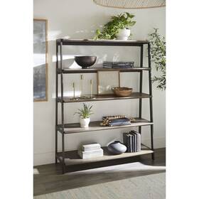 Modus Furniture 655450363061 Finch Wood And Metal Etagere Bookcase In Buckwheat