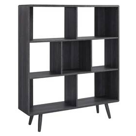 Eei-2529-cha Modway Transmit 7 Shelf Wood Grain Bookcase Charcoal