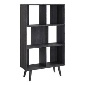 Eei-5743-cha Modway Transmit 5 Shelf Wood Grain Bookcase Charcoal