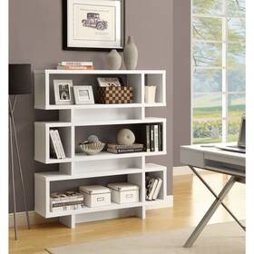 Monarch 680796098308 Bookshelf Bookcase Etagere 4 Tier 55 Inch Height Office White Modern And Contemp