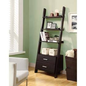 Monarch 680796098315 Bookshelf Bookcase Etagere Ladder 4 Tier 69 Inch Height Cappuccino Transitiona