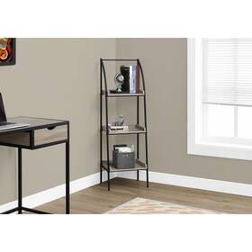 Monarch Specialties 680796000646 Black Metal 48-inch Bookcase With Dark Taupe Shelves Small Extra Large M
