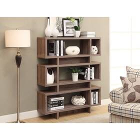 Monarch Specialties 680796098537 Dark Taupe 55-inch High Reclaimed-look Modern Bookcase Empire Waist A-lin