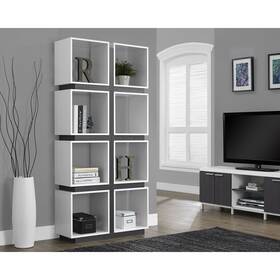Monarch Specialties 878218001382 White And Grey Hollow Core 71-inch Bookcase