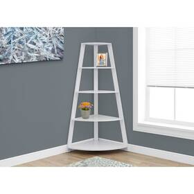 Monarch Specialties 878218009609 White 60-inch High Corner Accent Etagere Bookcase Traditional
