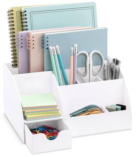 My Space Organizers 759478531850 White Desktop Organizer - 9 Compartment Office Desk Accessories P