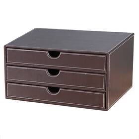 /n 761821988631 Pu Leather Desk Organizer With 3 Drawersmulti-functional File Cab Inch