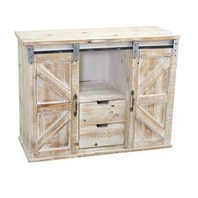 Nearly Natural 192897023535 38 Inch Double Barn Door Console Beige N/a