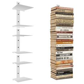 Ninwod 1us-nd-bok-3wt Professional Invisible Floating Book Shelves For Wall 6 Tier Vertical Spine