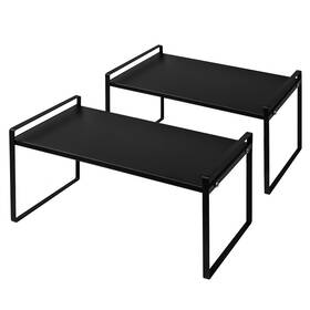 Nxconsu Kb002 2 Pack Cabinet Shelf Organizer 16.1 Inch X8.3 X9.5 Black Stackable Kitch