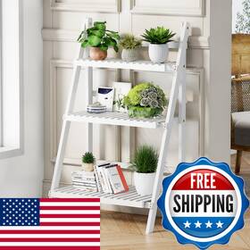 Oakvivo B0fl71vzhw Bamboo Bookshelf 3-tier Ladder Shelf 39.4 Freestanding Open Bookcase